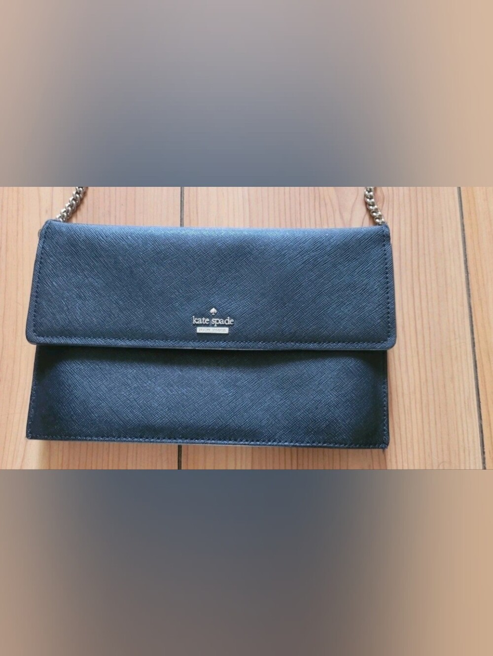 kate spade Black Saffiano Leather Chain Crossbody Bag